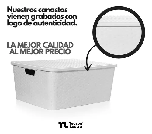 Canasto Cajón Organizador Rattan Plástico Premium Grande Xl Color Negro / Full Black