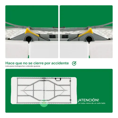 Mesa Para Jardin Exteriror Plegable Camping Portatil Picnic 150 x 70 Cm Color Blanco Gardenlife