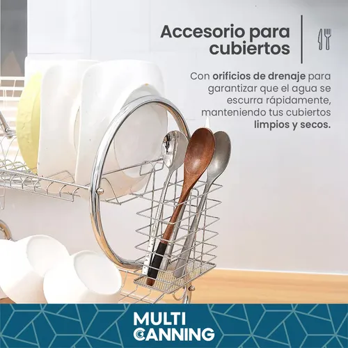 Escurridor Secaplatos 2 Pisos Cromado Platos Tazas Cubiertos Raitot