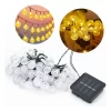 Guirnalda Luz Led Solar Bolita Cristal 30 Led Exterior 4mts Blanco Cálido