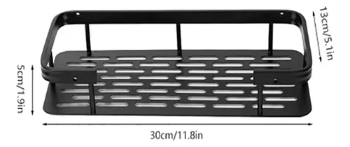Pack x2 Estantes Repisas Con Adhesivos Para Ducha, Baño y Cocina -- Organizador Baño Ducha Metálico Negro Mate con Instalación sin Perforaciones Estante Shampoo Jabonera Levys Bazar