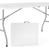 Mesa Para Jardin Exteriror Plegable Camping Portatil Picnic 150 x 70 Cm Color Blanco Gardenlife
