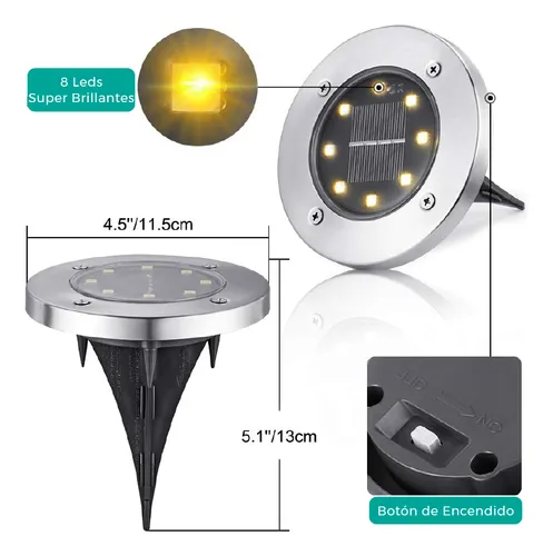 Estaca Solar Pinche Nexum 8 Leds X 4 Unidades Fría O Cálida Estructura Luz cálida