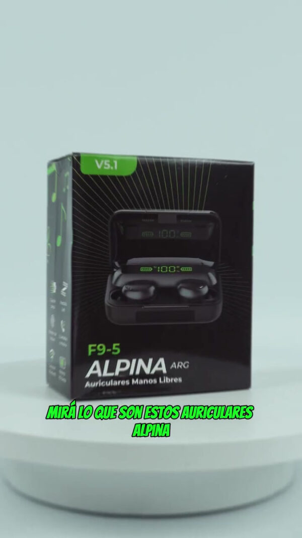 Auriculares F9-5 In-ear Inalámbricos Alpina Powerbank Color Negro Luz Verde