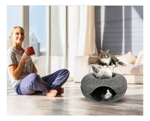 Cama Cucha Para Gato Perro Mascota Pequeña Cueva Túnel Dona Resistente