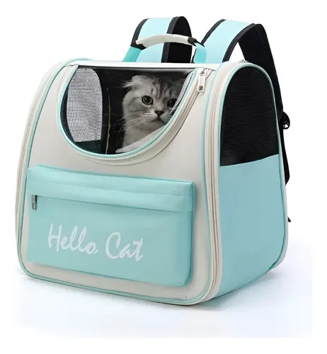 Mochila Hello Cat Para Mascotas Gatos Y Perros Suono Color Celeste