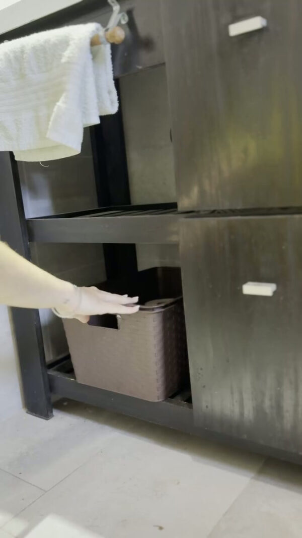 Canasto Cajón Organizador Rattan Plástico Premium Grande Xl Color Negro / Full Black