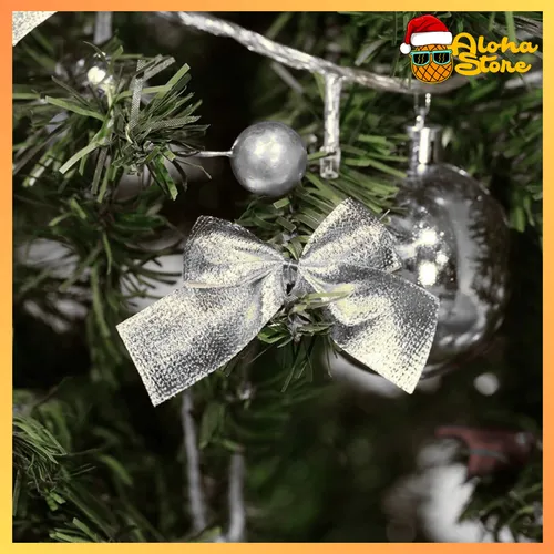 Pack X12u Moño Lazo Adorno Navideño Decorado Árbol Navidad