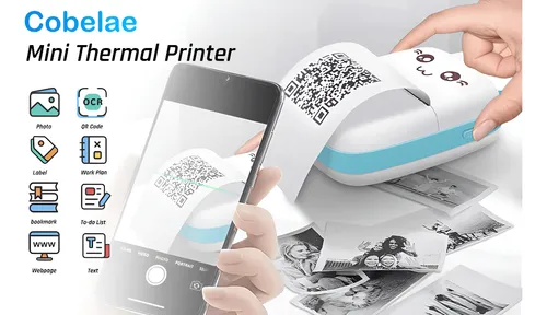 Mini Impresora Térmica Portátil Bluetooth Celular Recargable Color Celeste