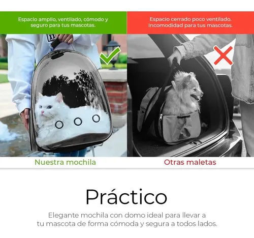 Mochila Transportadora Para Mascotas Rigida Gatos Perros Capsula Transparente Rosa