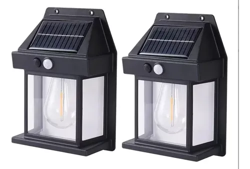 Farol De Pared Luz Led Solar Exterior Jardín Cálida X 2uni