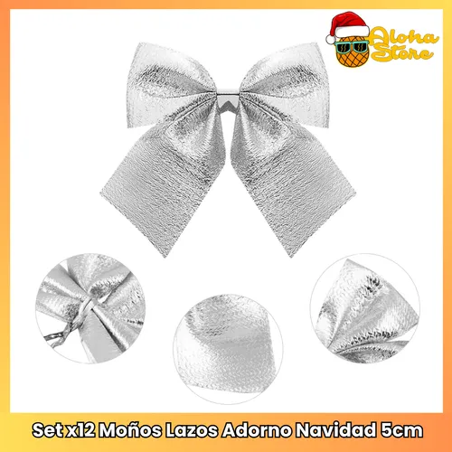 Pack X12u Moño Lazo Adorno Navideño Decorado Árbol Navidad