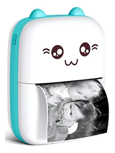 Mini Impresora Térmica Portátil Bluetooth Celular Recargable Color Celeste
