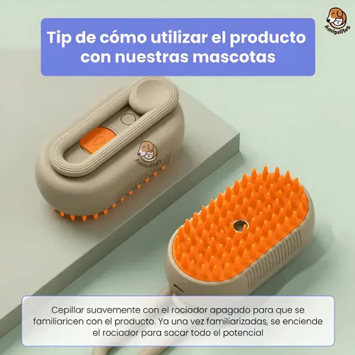 Cepillo A Vapor Perros Gatos Peine Masajeador Saca Pelos