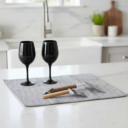 Paño Seca Platos Absorbente Escurridor Microfibra Cocina Gris