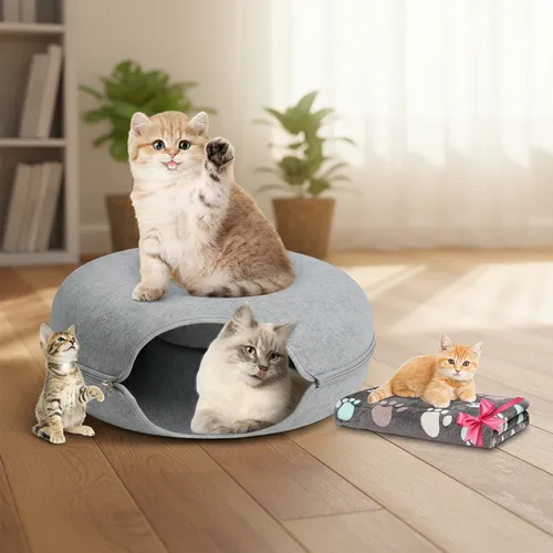 Cama Cucha Para Gato Perro Mascota Pequeña Cueva Túnel Dona Resistente