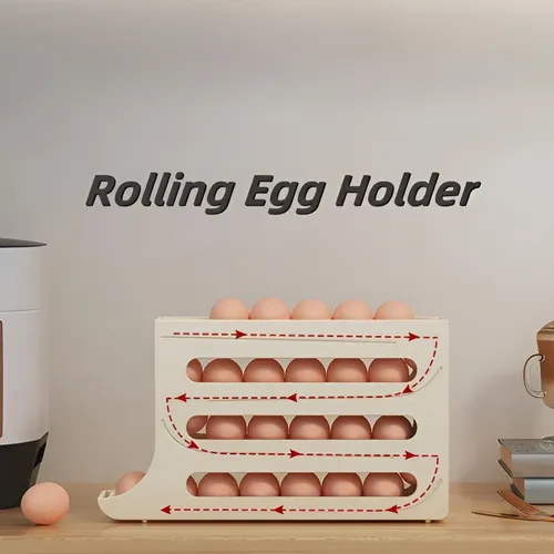 Huevera Deslizante Organizador De Huevos Apilable Cavidades De 3 Niveles Dispensador Para Heladera, Mantener Orden Almacenamiento Y Frescura Levys Bazar