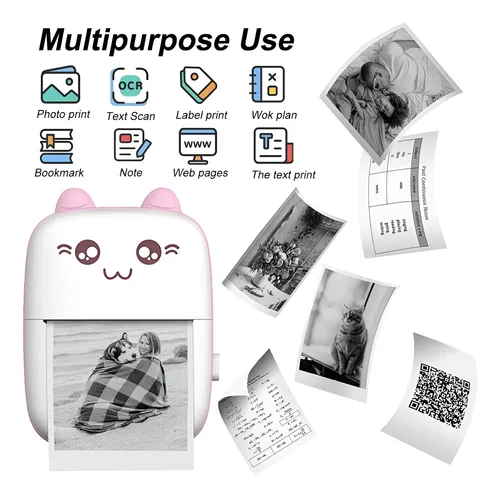 Mini Impresora Térmica Portátil Bluetooth Celular Recargable Color Celeste