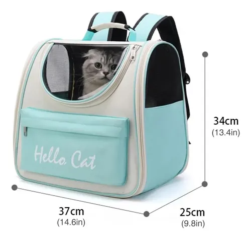Mochila Hello Cat Para Mascotas Gatos Y Perros Suono Color Celeste