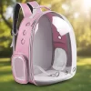 Mochila Transportadora Para Mascotas Rigida Gatos Perros Capsula Transparente Rosa