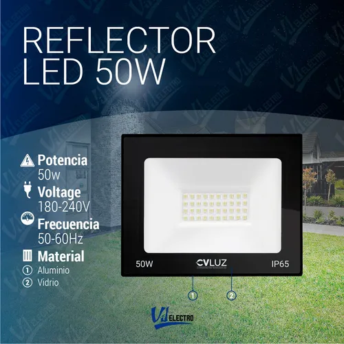 Reflector Led Exterior 50w Proyector Multiled Alta Potencia Ip65 Apto Intemperie Carcasa Negro Luz Blanco Frío