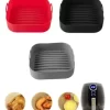 D_NQ_NP_883896-MLA92699393147_092025-O.webp Molde Bandeja Silicona Cuadrado Freidora Aire Airfryer 20cm Gris Oscuro