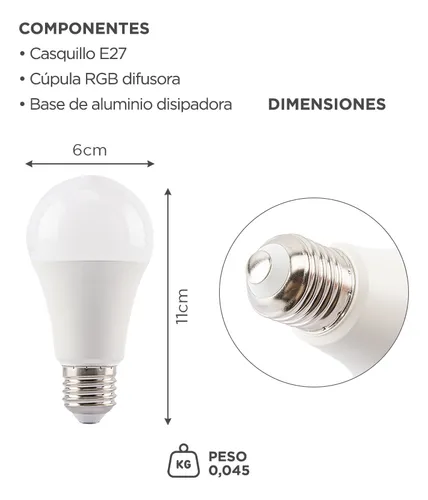 D_NQ_NP_885311-MLA91329983664_092025-O.webp Lampara Luz Led Gadnic E27 Smart Inteligente RGB Conexión Inalámbrica