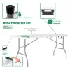Mesa Para Jardin Exteriror Plegable Camping Portatil Picnic 150 x 70 Cm Color Blanco Gardenlife