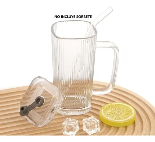 D_NQ_NP_899832-MLA93990431373_102025-O.webp Taza Vaso Vidrio Para Bebidas 380ml Manija Tapa Hermética Taza Vidrio C/tapa