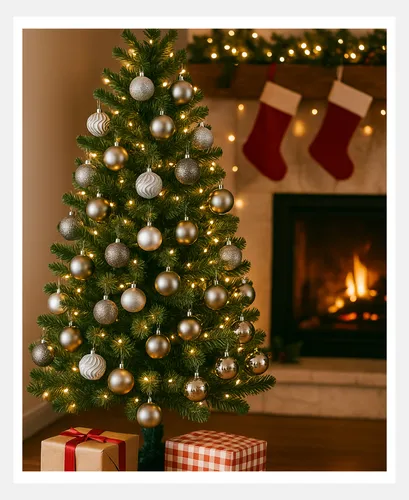 Set Bolas Navideñas 6cm X35 Pelotitas Para Arbolito Navidad Plateado Tubo X35