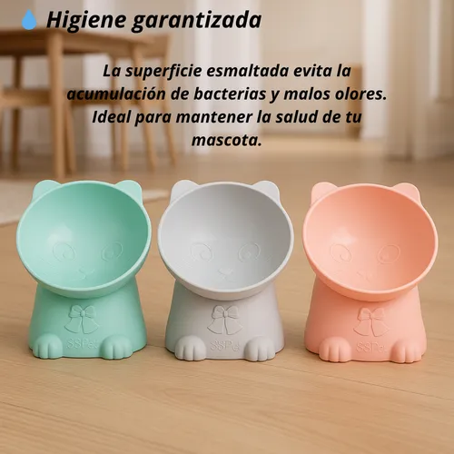 Comedero Bebedero Plato Alto Gato Mascota Elevado Inclinado