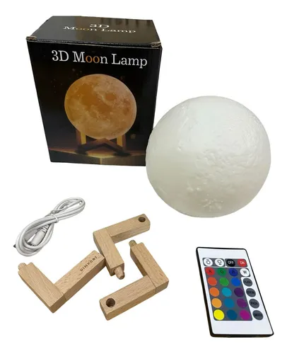 D_NQ_NP_911833-MLA90276406874_082025-O.webp Lampara Luna 13cm 16 Colores Rgb + Blanco Luz Calida Y Fria Blanco Marrón Claro