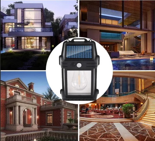 Farol De Pared Luz Led Solar Exterior Jardín Cálida X 2uni