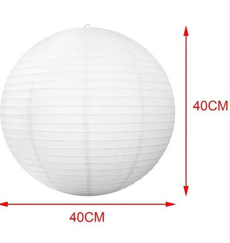 Lámpara Bola De Papel Arroz China 40 Cm Blanco