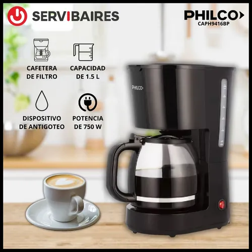 D_NQ_NP_923748-MLA79660289252_102024-O.webp Cafetera De Filtro Philco Caph9416bp De 1,5 Litros Y 750w Color Negro