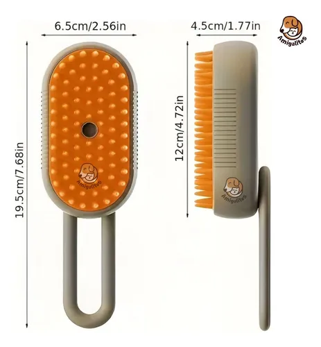 Cepillo A Vapor Perros Gatos Peine Masajeador Saca Pelos