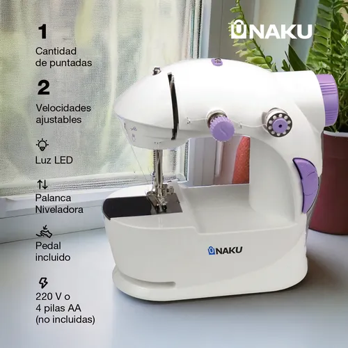 Mini Máquina De Coser Naku Mc-001 Eléctrica Portatil Puntadas Color Blanco