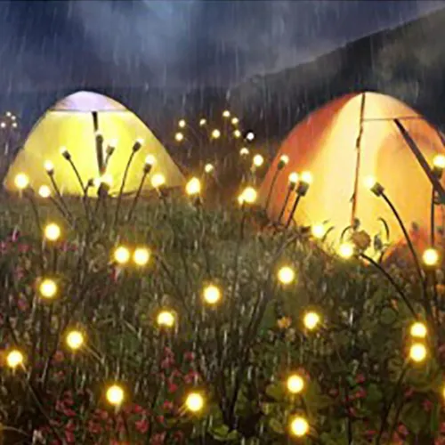 Estaca Luz Solar Ramo 8 Leds Bombillas Jardin Exterior X 2u Negro