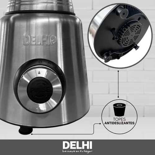 Licuadora De Vaso 1000w 1.5l Acero Inox Jarra Vidrio Delhi Color Plateado