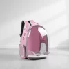 Mochila Transportadora Para Mascotas Rigida Gatos Perros Capsula Transparente Rosa