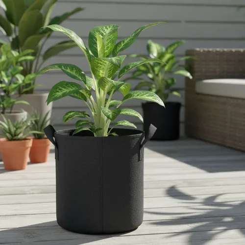 Maceta Tela Geotextil 80 Lts Con Manija Huerta Cultivo Negro Maceta 80 Litros Geotextil Vivro