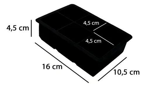 Cubetera Silicona Hielo Cuadrado Grande Molde Apto Horno Color Negro