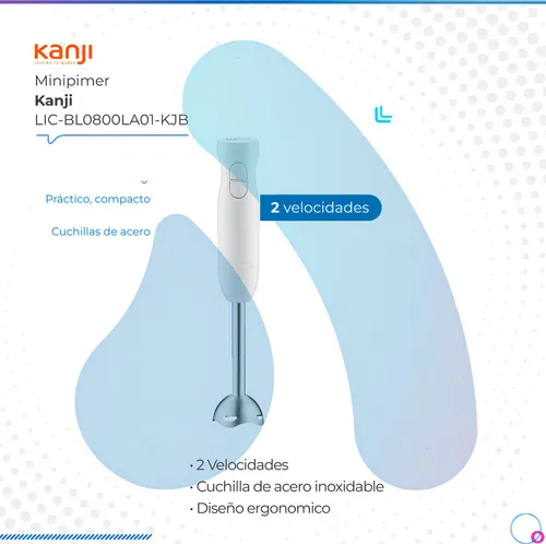 Minipimer Mixer Kanji 2 Velocidades Cuchilla De Acero Inoxidable 800whats