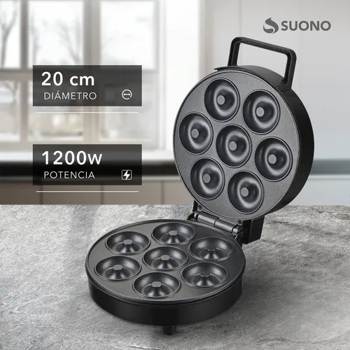 D_NQ_NP_968704-MLA82268292918_022025-O.webp Máquina Donas Suono Mini Donut Maker 7 Unidades Mini Donas Antiadherente 1200w Color Negro