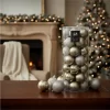 Set Bolas Navideñas 6cm X35 Pelotitas Para Arbolito Navidad Plateado Tubo X35