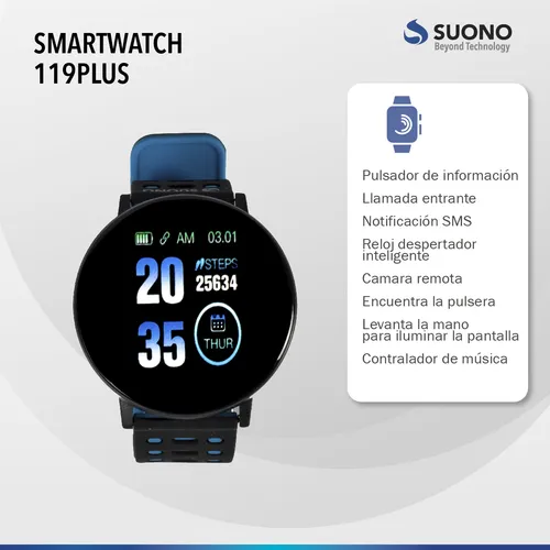 Smartwatch Deportivo Fitness Bluetooth Colores Android Ios M Negro Azul Negro
