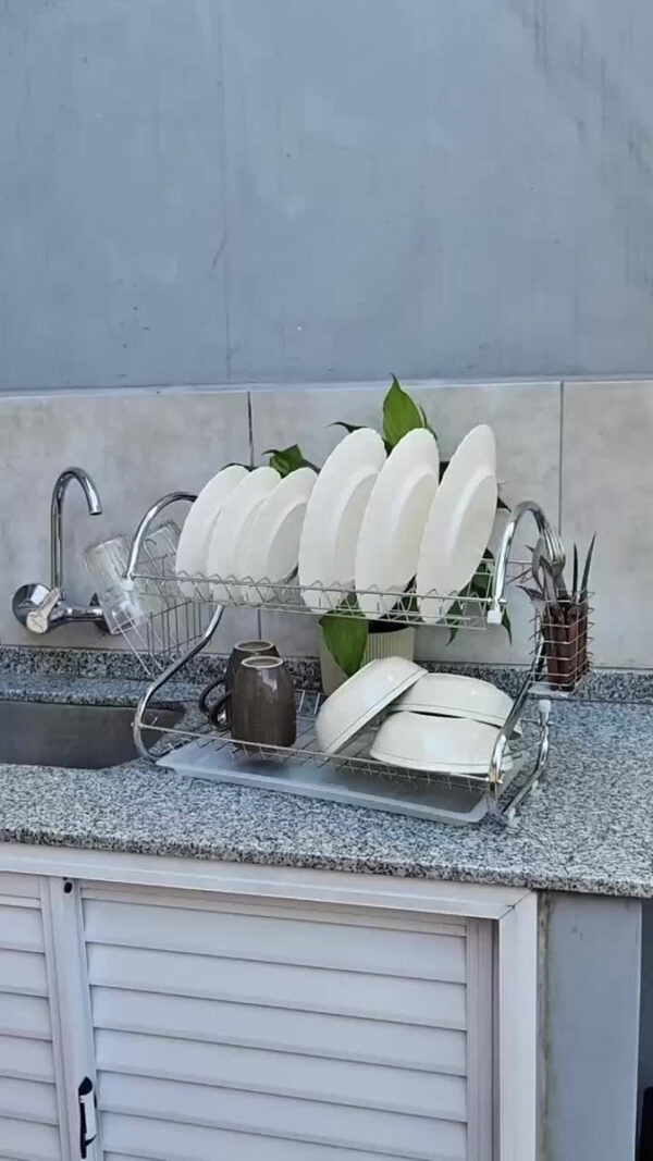Escurridor Secaplatos 2 Pisos Cromado Platos Tazas Cubiertos Raitot