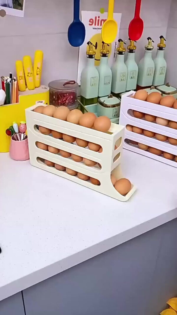 Huevera Deslizante Organizador De Huevos Apilable Cavidades De 3 Niveles Dispensador Para Heladera, Mantener Orden Almacenamiento Y Frescura Levys Bazar