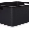 Canasto Cajón Organizador Rattan Plástico Premium Grande Xl Color Negro / Full Black