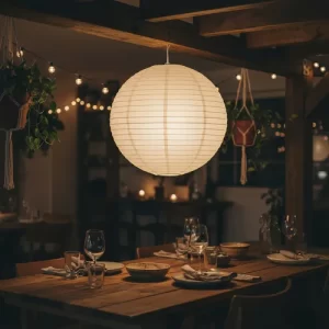 Lámpara Bola De Papel Arroz China 40 Cm Blanco